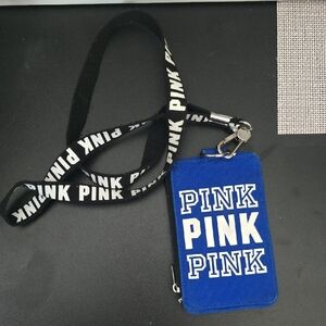 Blue and Black Lanyard with Card Holder